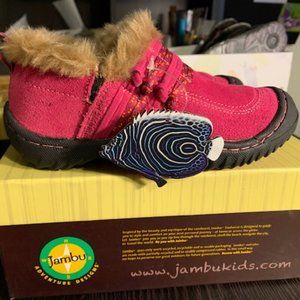 Jambu toddler girls shoes SIZE 11, splendor, suede leather, faux fur.